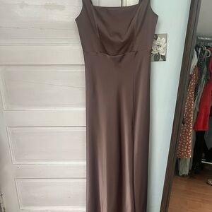 Birdy Grey Matte Satin Mocha Maxi Dress